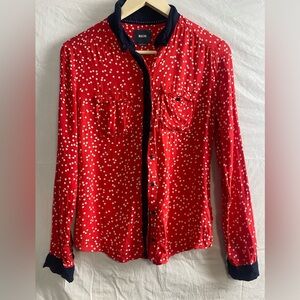Maeve red polka dot blouse